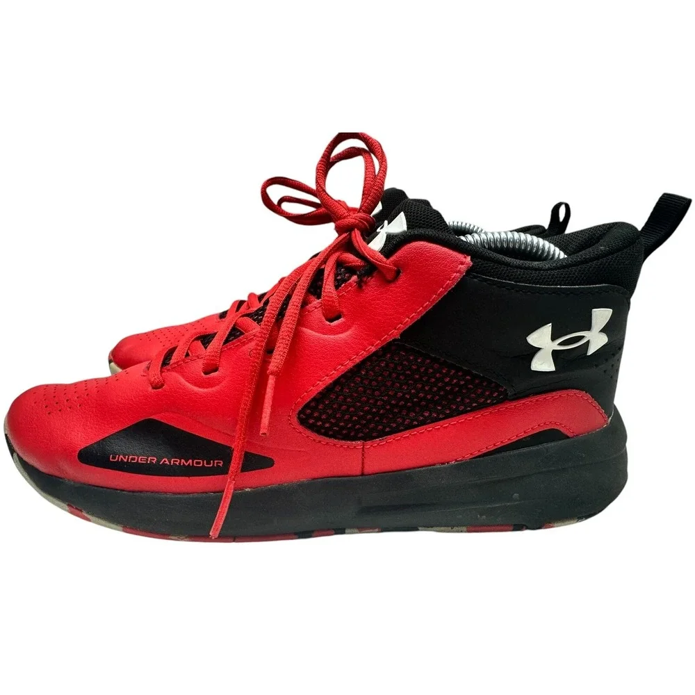 Under Armour Boys Lockdown 5 3023533-601 Red Basketball Shoes Sneakers‎ Size 7Y